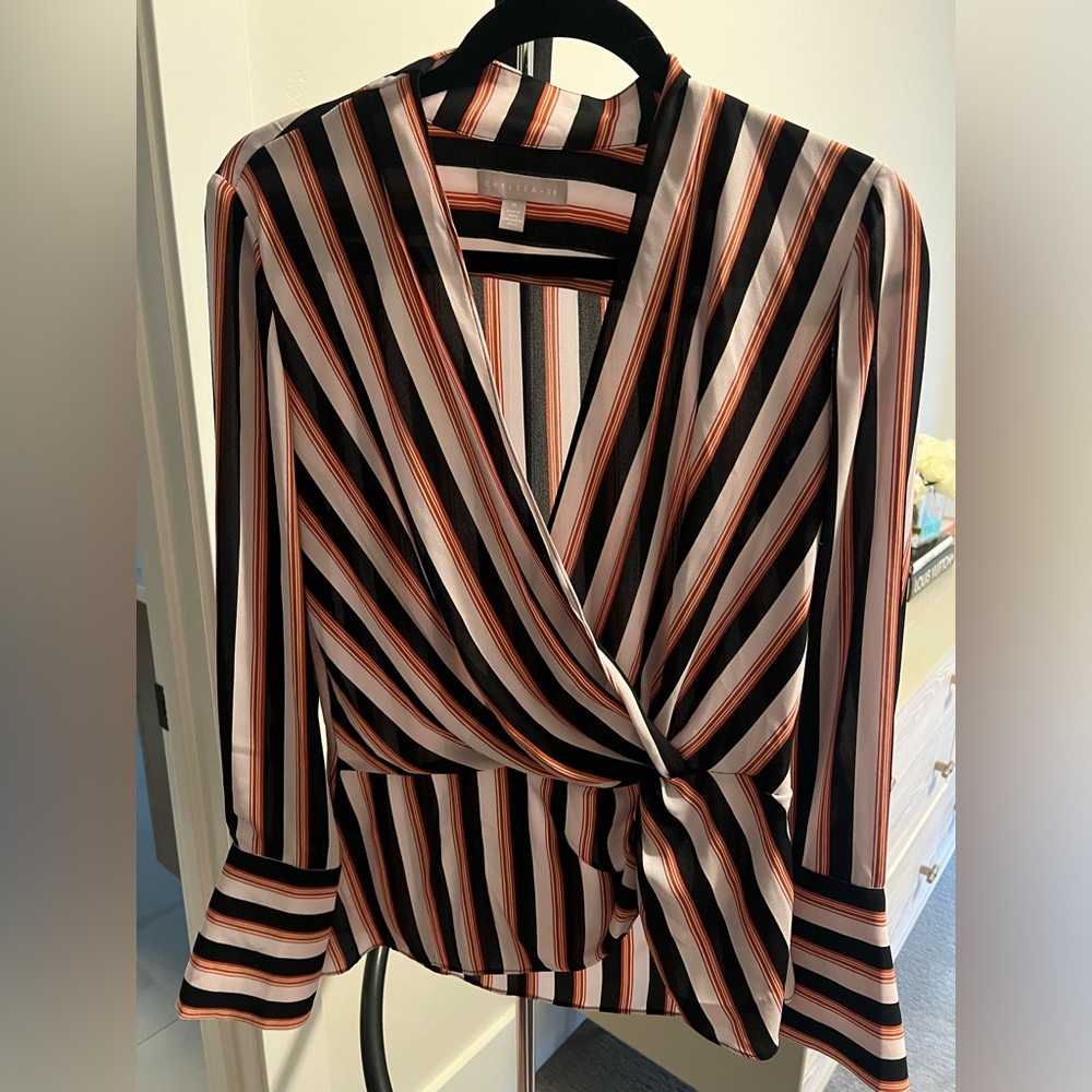 Striped long sleeve blouse